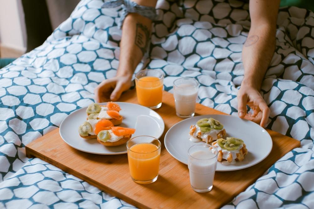 Breakfast tray in bed