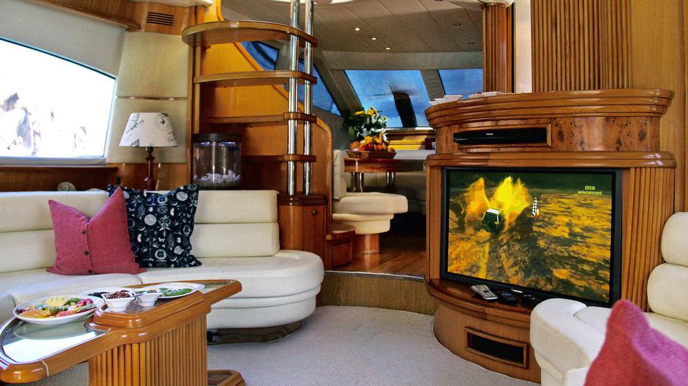 The interior of a luxury yacht in Cabo