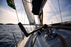 A yacht cruising on water in Cabo San Lucas