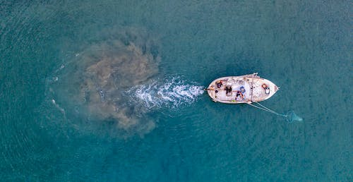 Areal shot of a fishing boat
